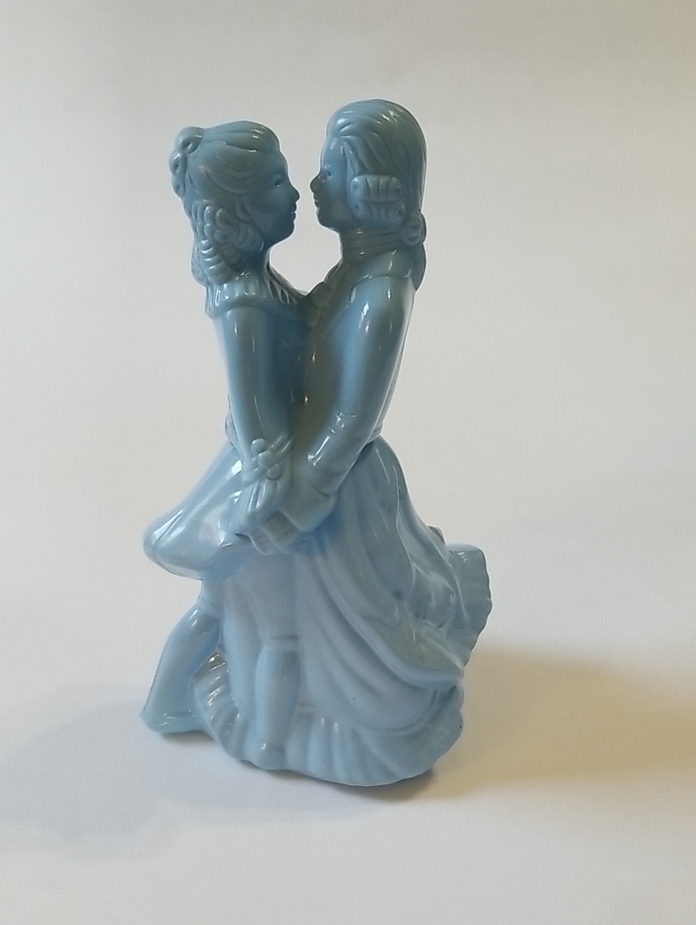 Vintage Avon Perfume Bottle Blue Two Dancers Viennese Waltz Empty Glass Plastic